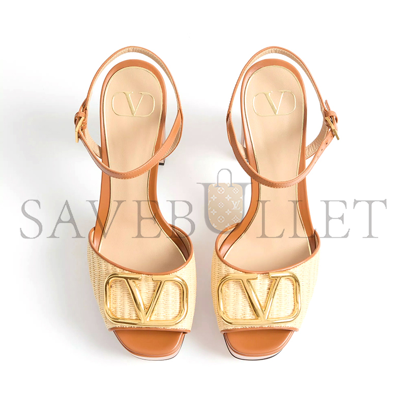 VALENTINO GARAVANI VLOGO SIGNATURE PLATFORM SANDAL IN RAFFIA 115MM 8W2S0FG2THQ_DAD